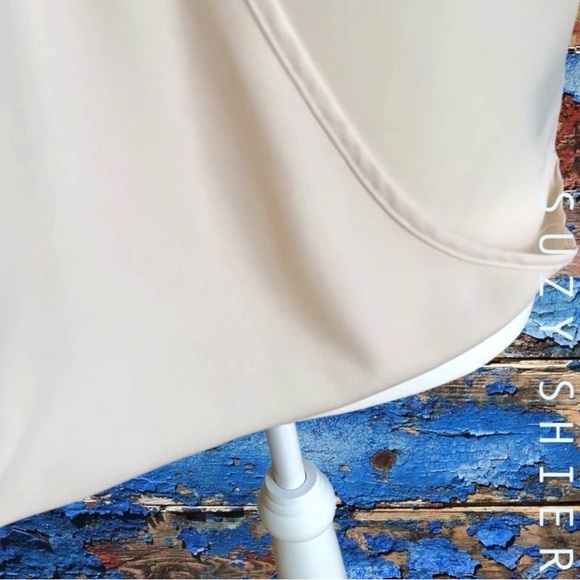 Suzy Shier Cream Lace Trim Wrap Top - Picture 8 of 9